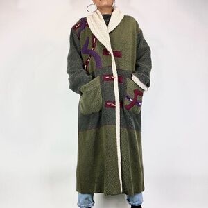 Coldwater Creek Olive and Purple Teddy Jacket